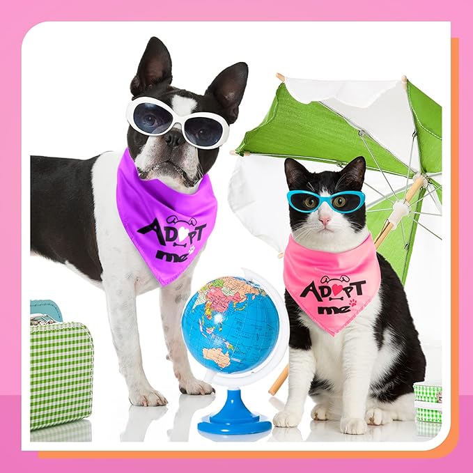 20 Pack Adopt Me Dog Bandanas Plain Adopt Me Triangle Dog Bandana Reversible Triangle Bibs for Dogs Cats Pets Costume Accessories, Assorted Colors, 25.6 x 17.7 x 17.7 Inch