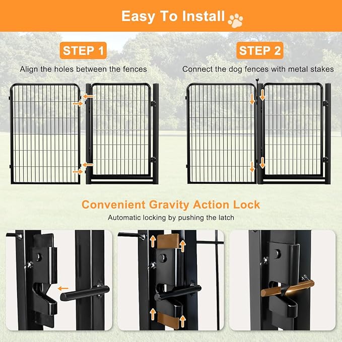 Dog Fence Outdoor Pens Outside,Portable Dog Play Pen 40" H 8 Panels Pet Playpen Exercise Pens for Puppys Small Medium Large Dogs RV Camping Yard Garden Indoor Wide Gate