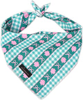ARING PET St Patrick's Day Dog Bandana, Cute Green Grid Pink Clover Shamrocks Bow Pet Bandanas Scarf Triangle Bibs Handkerchief for Puppy Small Medium Large Boy Girl Dogs-S