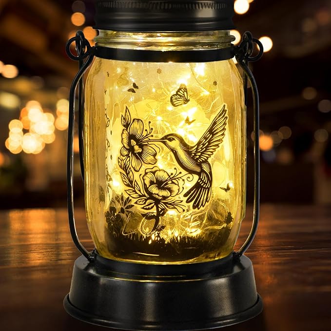 Solar Lanterns Outdoor Garden Decor Valentine's Day Gifts for Women Hummingbird Gift for Women Mom Grandma Sister Birthday, Hanging Solar Light Home Decor for Yard, Patio,Backyard,Porch,Torch