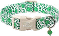 St Patricks Day Dog Collar for Giant Large Dogs - Leopard Lucky Clover Dog Collars, Lightweight Adjustable Irish Green Festival Shamrock Dogs Collars with Quick Release Buckle XL