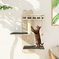 Cat Wall Shelves, 3 Platform Kitten Wall Furniture, DIY for Painting Cats Scratching Post with Sisal Scratching Post and Ball Toy