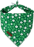 St. Patrick's Dog Bandana, UP URARA PUP Shamrock Triangle Bid Scarf for Medium Large Dogs, Cotton Kerchief for Girl Boy Puppies, Cute Spring Green Bandana,S