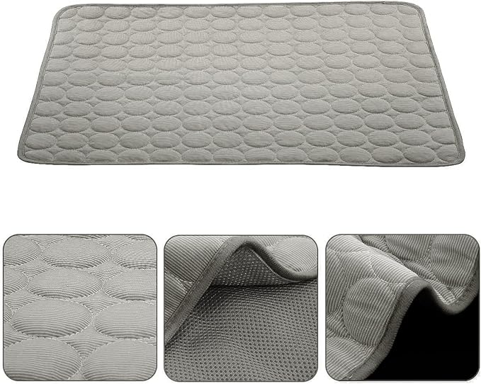 Dog Cooling Mat Pet Cooling Pads Dogs & Cats Pet Cooling Blanket for Outdoor Car Seats Beds (Grey, 22IN*28IN)