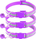 3 Pack Reflective and Breakaway Cat Collars with Bells，Adjustable Kitten Collars from 7.5 to 12.5 Inches, Ideal of Kitten Collar, Suitable for Girls and Boys (Purple)