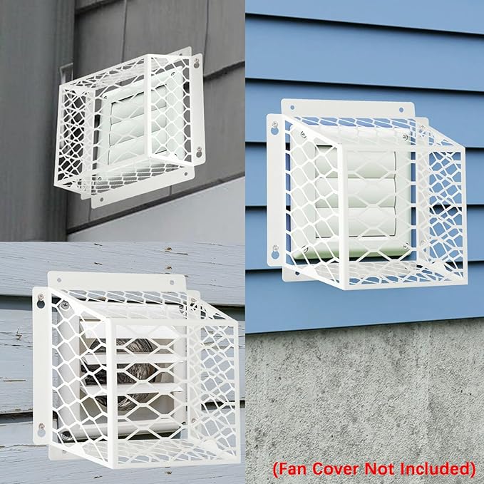 Dryer Vent Bird Guard,Dryer Vent Cover Guard for Most 3" to 4" Bathroom Exhaust Fan Ventilation Cover,7"Lx7"Wx5"H Steel Ventilation Bird Cage for Exhaust Fan Cover,White
