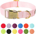 Nylon Dog Collar - Adjustable Pink Soft Webbing Dog Collars for Small Medium Large Dogs Boy Girl Puppy Collar with Safety Metal Buckle S