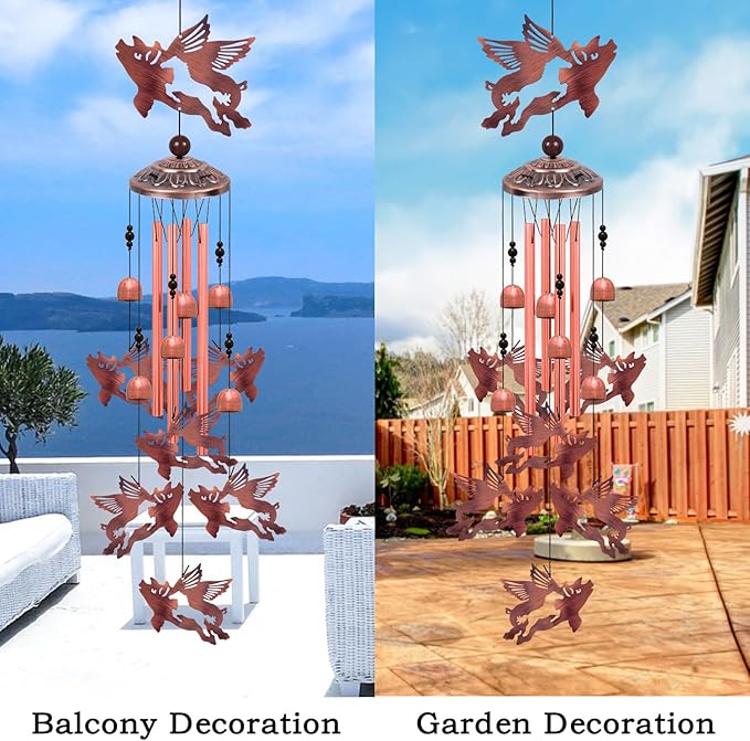 Flying Pig Wind Chimes, Gifts for Mom & Grandma & Woman & Family & Neighbor, Pigs Decoration for Home,Garden,Balconies,Room,Patio,Indoor,Outdoor Wind Catcher, Memorial Windchime, Blessing Wind Bells