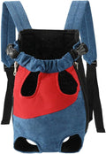 Lightweight Pet Backpack Carrier for Small Dogs & Cats - Easy-Fit Adjustable Straps, Basic Legs-Out Design, Durable for Daily Use (Fits Pets Under 15lb) (Red-Blue Color-Blocked, XX-Large)