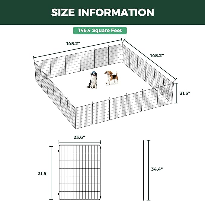 FXW MiniPaws Unleashed Dog Playpen, Expandable & Portable Design for Yard, RV Camping and Indoor Use, for Small and Medium Dogs, 32-inch 24 Panels