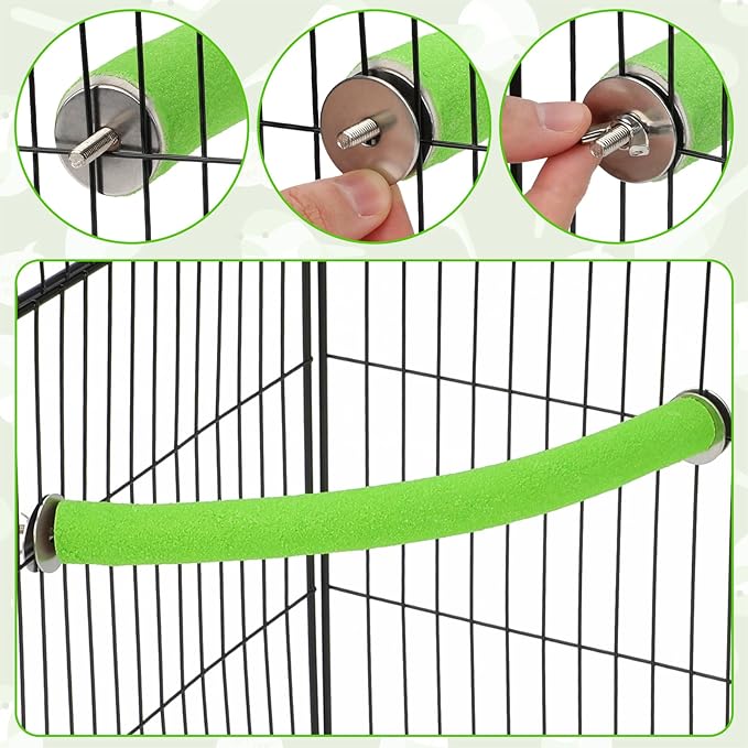 Rypet Parrot Perch Stand Toy Used for Cage Corner for Paw Grinding Clean Stick Exercise, Rough-Surfaced Quartz Bird Perch Standing Cage Accessorie for for Small Parakeets Cockatiel Conures (Green XL)