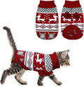 Cat Christmas Sweater Pet Winter Warm Coat Pajamas Reindeer Snowflake Knitwear Cat Sweater for Cats Kitty Puppy (Reindeer, S)