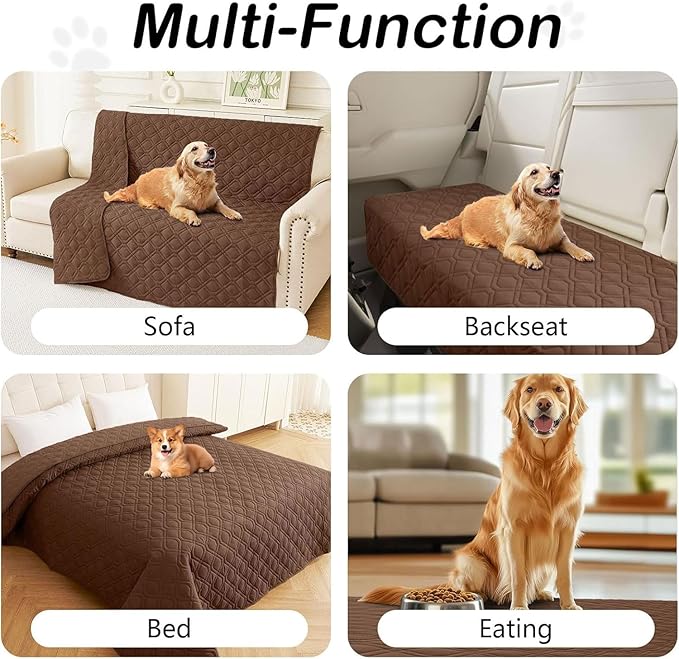 hyha Waterproof Dog Bed Blanket, Soft Pet Blankets, Waterproof Couch Cover for Dogs, Reversible Sofa Covers Washable for Furniture (40x70 Inch, Brown/Brown)
