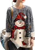 YESNO Women Christmas Sweater Graphic Printed Oversized Pullover Sweaters Casual Loose Knit Tops S01