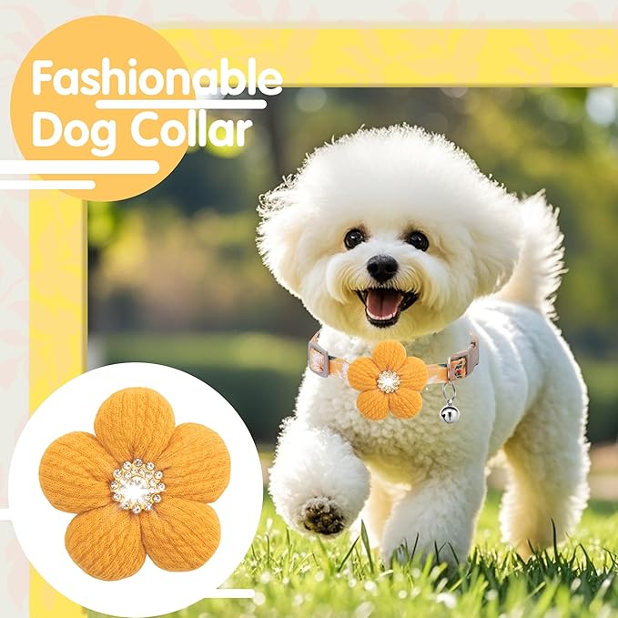Large Dog Collar with Flower, Dog Collars for Large Dogs Collar for Girl Cute Dog Collar with Bell, Adjustable Length
