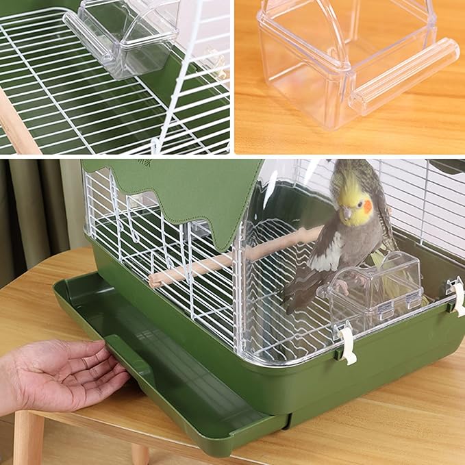 Transparent Small Bird - Travel Carrier Full View, Cockatiel Parakeet Conure, Indoor Outdoor Balcony Use, Living Room Park Accessory, Canary Lovebird Portable Home, Bird Travel for