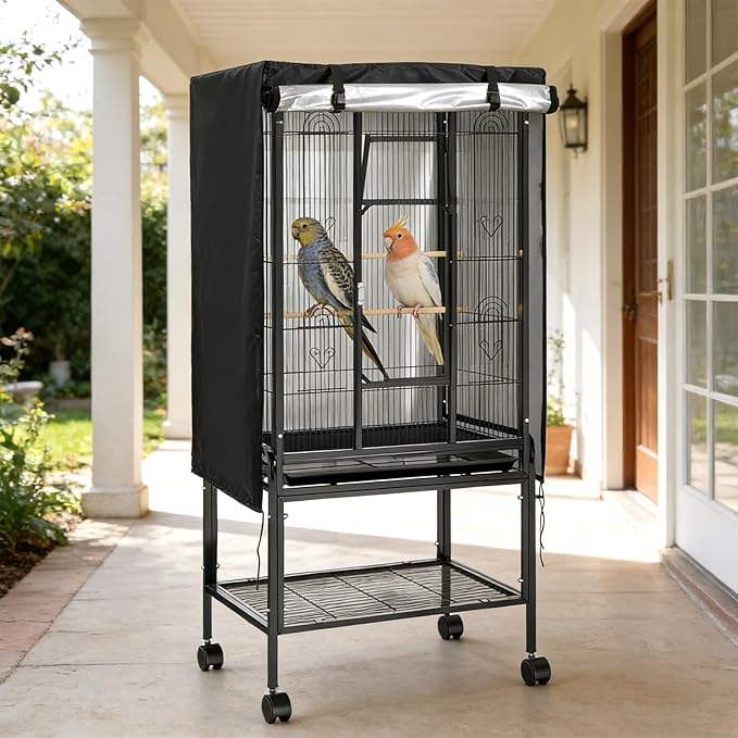 Bird Cage Cover 35"x25"x47" Heavy Duty Waterproof Bird cage Covers for Night, Zipper Panel Blackout Birdcage, Good Night Enclosure for Parakeet, Parrot, Cockatiel and More Finches