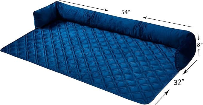 Brilliant Sunshine Premium Calming Dog Bed Mat, Silky Velvet, Removable Washable Cover, Cushion Protector and Couch Covers for Dogs, Pets, Cats, Extra Large, Dark Blue
