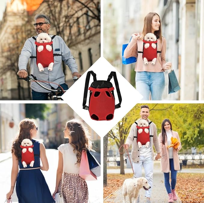 FEimaX Dog Carrier Backpack Pet Legs Out Front Cat Travel Bag, Adjustable Puppy Backpacks Carriers Hands-Free for Small Medium Dogs Cats Hiking Traveling Camping Daily Walking