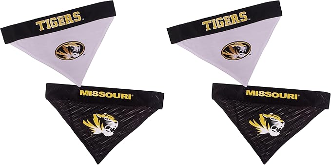 Pets First Collegiate Pet Accessories, Reversible Bandana, Missouri Tigers, Large/X-Large (Pack of 2)