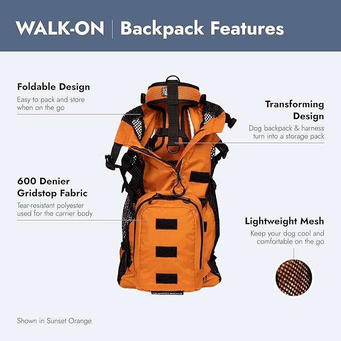 K9 Sport Sack Walk-On - Small, Anthracite Black - Ideal for Dogs with 13-16” Back Length - Lightweight, Packable, Backpack-Style Carrier - Includes Compatible Harness & Storage Bag