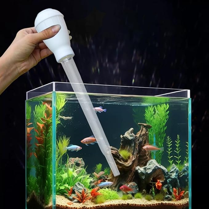 Manual Water Changer Fish Tank Cleaner Coral Feeder Universal Lightweight Maintenance Aquarium Cleaning Tool Waste Remover, White