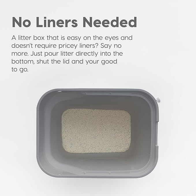 IRIS USA Cat Litter Box, Large Cat Box Enclosure, Top Entry with Litter Catching Lid, Enclosed, Gray/White