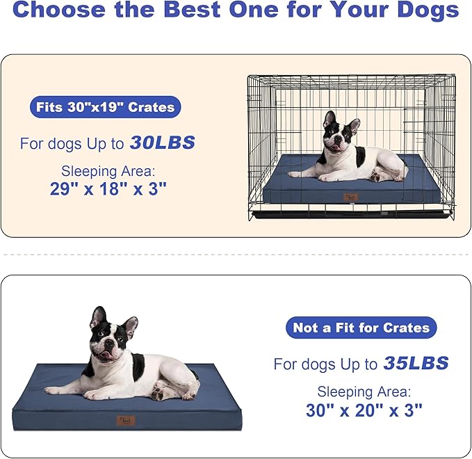 Outdoor Waterproof Dog Bed, Orthopedic Dog Bed for Medium Dogs 30x20 Inch, Egg Crate Foam Pet Bed with Washable Removable Oxford Cooling Cover, Navy