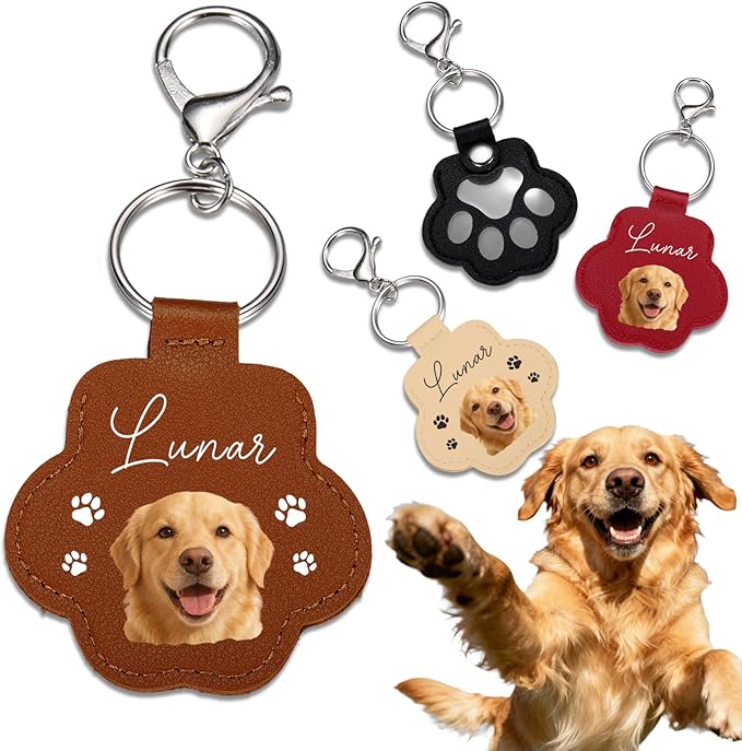 Eunigem Personalized Pet Memorial Gifts for Dogs Cats-Custom Dog Hair Keychain Paw Keychains for Dog Fur-Shaped Leather Keychain,Remembrance Accessory Pet Hair Keepsake for Bag or Key (Color-10)