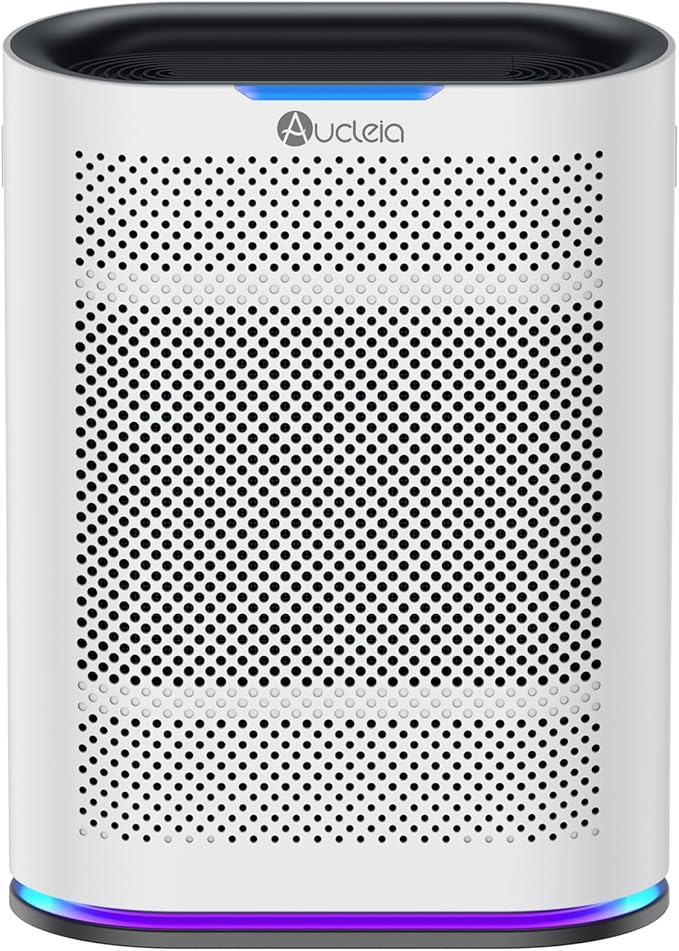 Air Purifiers for Home Large Room Cover 2,100 Ft²,Home Air Purifier with Air Quality Monitor & Aromatherapy,Auto H13 Air Purifier Removes Pets Hair Dust Smoke Odor,with 7 Colors Light(White)