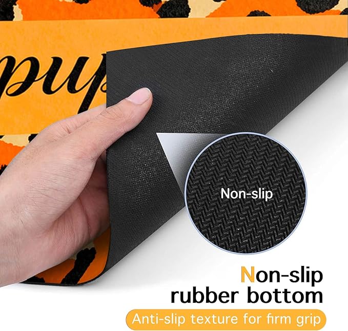 Puppy Feeding Mat 24x16 inch Orange Leopard Print Pet Bowl Placemat Non Slip Floor Mat for Food and Water Indoor Dog Feeding Station Cute Meal Pad for Small Pets Kitchen Use