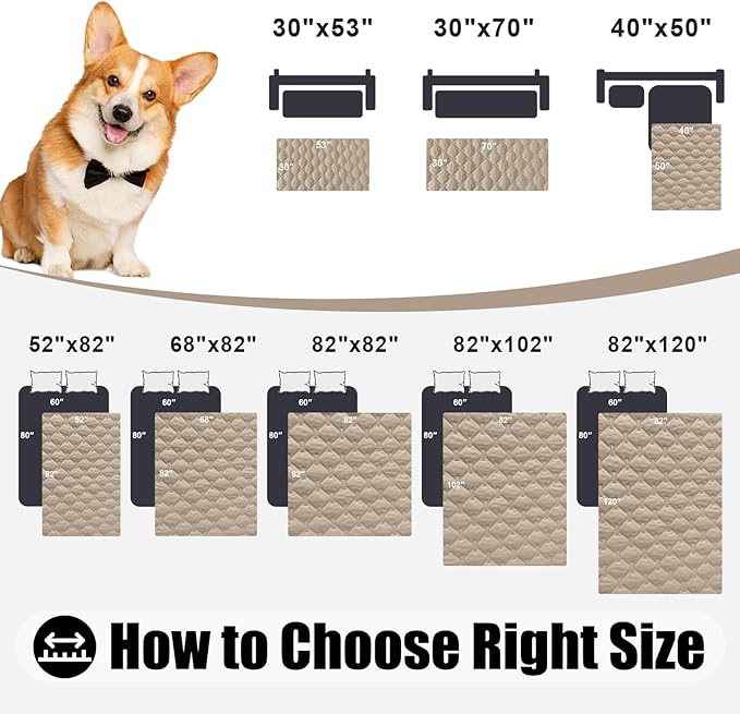 Smiry Waterproof Dog Bed Cover Blanket, Soft Reversible Pet Blanket, Washable Leakproof Cats Dogs Couch Cover for Sofa, Couch, Furniture (30x70 Inch, Taupe/Beige)