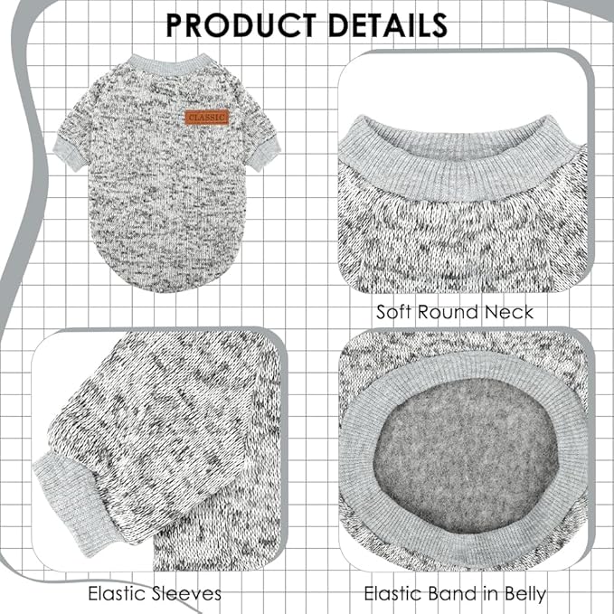 2 Pcs Dog Sweaters for Small Dogs Girl Boy Winter Fleece Clothes Warm Soft Dog Sweatshirt Outfit for Dogs Cats Pet Apparel