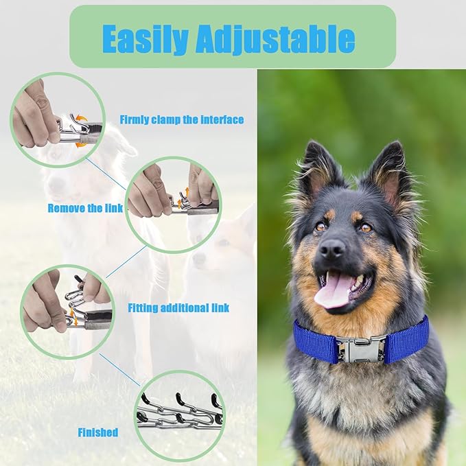 Prong Training Collar for Dogs, Rotating Ring Welding, Adjustable Dog Training Pinch Collar with Quick Release Buckle, for Small Medium Large Dogs