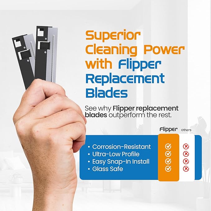 Flipper Standard Aquarium Algae Remover for Fish Tank Cleaner Replacement Blades, Pack of 2 - Glass Scraper Blades for Cleaning Kits - Water Cleaning Accessory