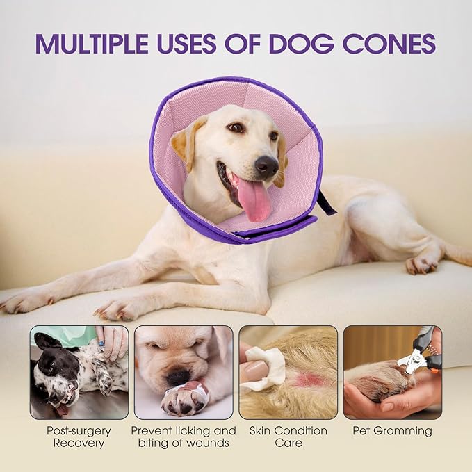 Dog Cone Collar After Surgery for Large Dogs, Adjustable Soft Cone for Dogs to Stop Licking, Professional Elizabethan Collar for Pet, Recovery Cones for Wound Healing & Hot Spots