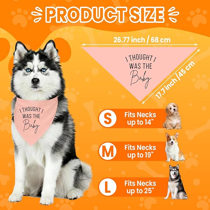 2 Pack Dog Bandanas for Pregnancy Announcement, Cute Adjustable Pet Bandana Scarf for Small Medium Large Dogs, Gender Reveal Puppy Accessories, Soft Breathable Fabric for Puppy Cats(Blue&Pink)