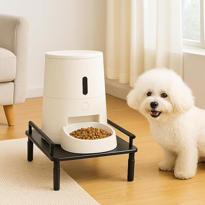 Raised Pet Feeder Stand for Cats & Dogs Neck Health, Metal Holder for Pet Automatic Feeders, Pet Water Dispenser Stand, Adjustable Height Elevated Shelf for Most Pet Feeders & Water Dispensers