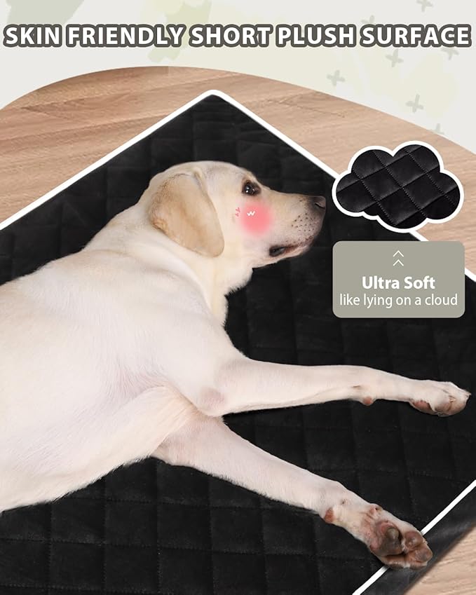 Orthopedic XL Dog Beds Large Sized Dog Waterproof Pet Kennel Pad with Removable Washable Cover and Non-Slip Bottom, 41x27 Inch, Black