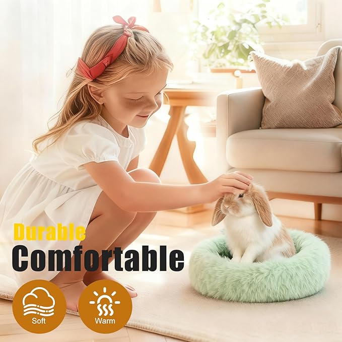 Bunny Rabbit Hideout Bed Small Animal Bedding Donut-Shaped Burrowing Pet Bed Soft and Warm Hideaway with Spandex and Fleece Bottoms Cozy Carrier, Cage Accessories