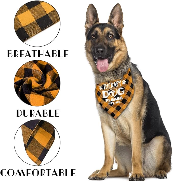 Dog Bandana, Therapy Dog Please Pet Me with, Dogs Scarf Classical Printing, Dogs Scarf Accessories, Doggy Kerchief Pet Kerchief, Christmas Birthday Thanksgiving Doggy Gift A03