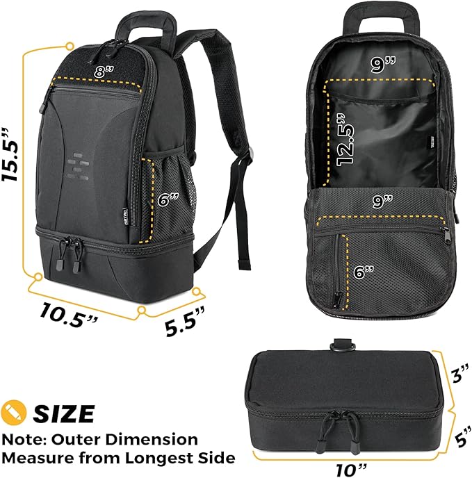 DBTAC Tactical Pet Backpack for Small Dogs & Cats - Compact Travel Bag with Insulated Pocket & 1x Detachable Food Container Included | Outdoor Hiking, Road Trip, Airplane Approved (Black)