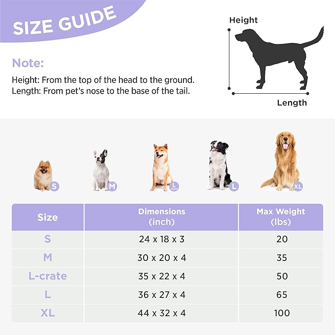 LE SURE Cute Orthopedic Dog Bed Large Sized Dog, Waterproof Chic Flat Pet Beds with Removable Washable Cover, Fuzzy Thick Egg Crate Foam Pet Mat for Indoor Use (36" x 27", Cream)