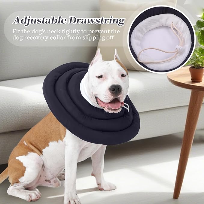 IDOMIK Dog Recovery Collar, Waterproof Soft Dog Cone After Surgery, Comfy Protective Elizabethan Collar Alternative for Dogs Cats, Adjustable Pet Neck Donut Cone Anti-Licking Biting Wounds,Grey,3XL