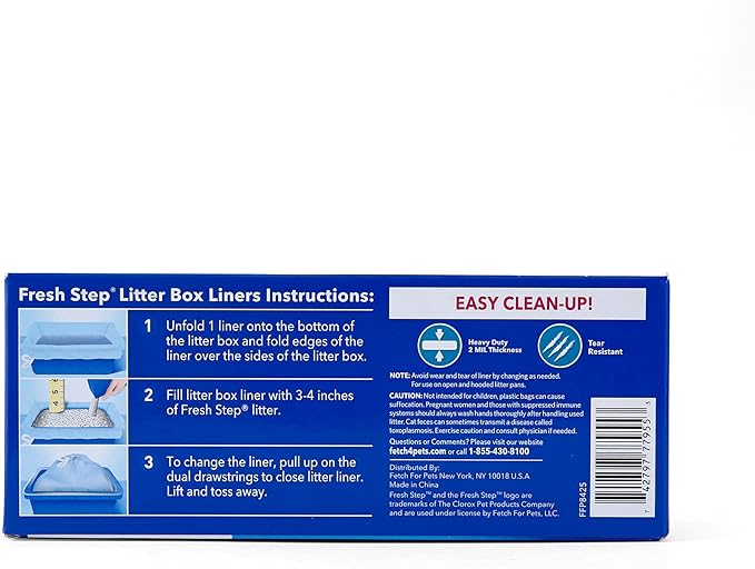 Fresh Step Jumbo Drawstring Cat Litter Box Liners, Scented Heavy Duty Kitty Litter Bags for X-Large Oval or Rectangle Pans, Helps Contain Mess for Easy Lift Out Cleanup, 36 x 19 in, 7 Count