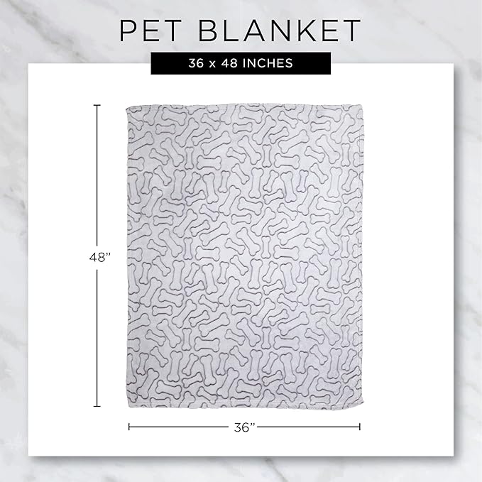 Bone Dry Embossed Bone Print Pet Blanket, 36x48", Navy