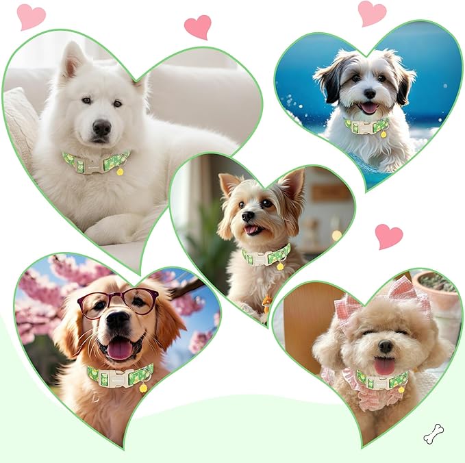 Easter Dog Collar for Large Dogs, Easter & Spring Theme Large Dog Collar with Cute Chick Hatching Pattern, Adjustable Easter Dog Collars Girl Boy Collar for Dogs -L