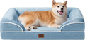 EHEYCIGA Orthopedic Dog Beds for Large Dogs, Waterproof Memory Foam Large Pet Bed with Sides, Non-Slip Bottom and Egg-Crate Foam Dog Couch Bed with Washable Removable Cover, Washed Blue