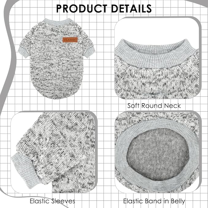 2 Pcs Dog Sweaters for Small Dogs Girl Boy Winter Fleece Clothes Warm Soft Dog Sweatshirt Outfit for Dogs Cats Pet Apparel