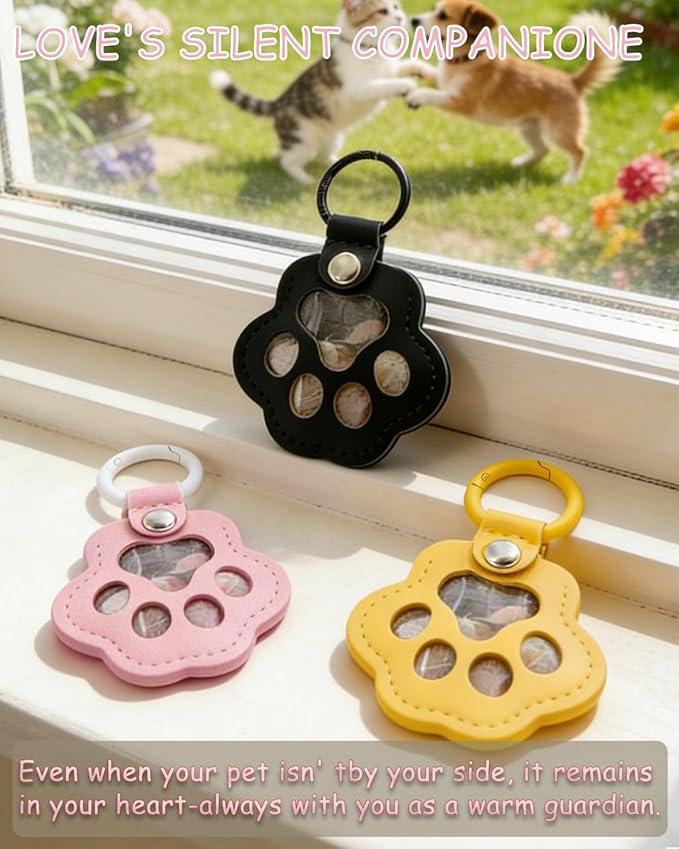 Paw Dog Hair Keychain - Premium Leather Pet Fur Keepsake, Waterproof Memory Charm for Dog/Cat Lovers, Bag & Key Accessory